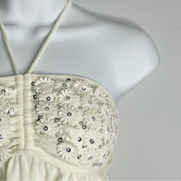 SACHIN & BABI NOIR Floral Appliqué Ruffle Halter Mini Dress - Picture 3 of 6